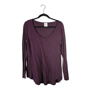 Evereve + Michael Stars Designer Striped Knit Long Sleeve Top Blouse Size Medium